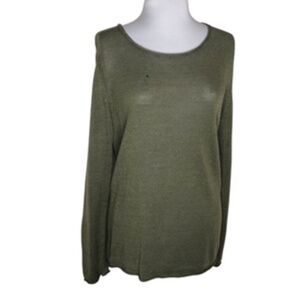 No Labels Scoop Neck Relaxed Fit Long Sleeve Olive Sweater Size XL